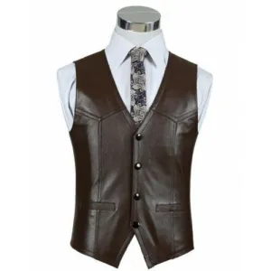 Authentic Men's Brown Leather Vest