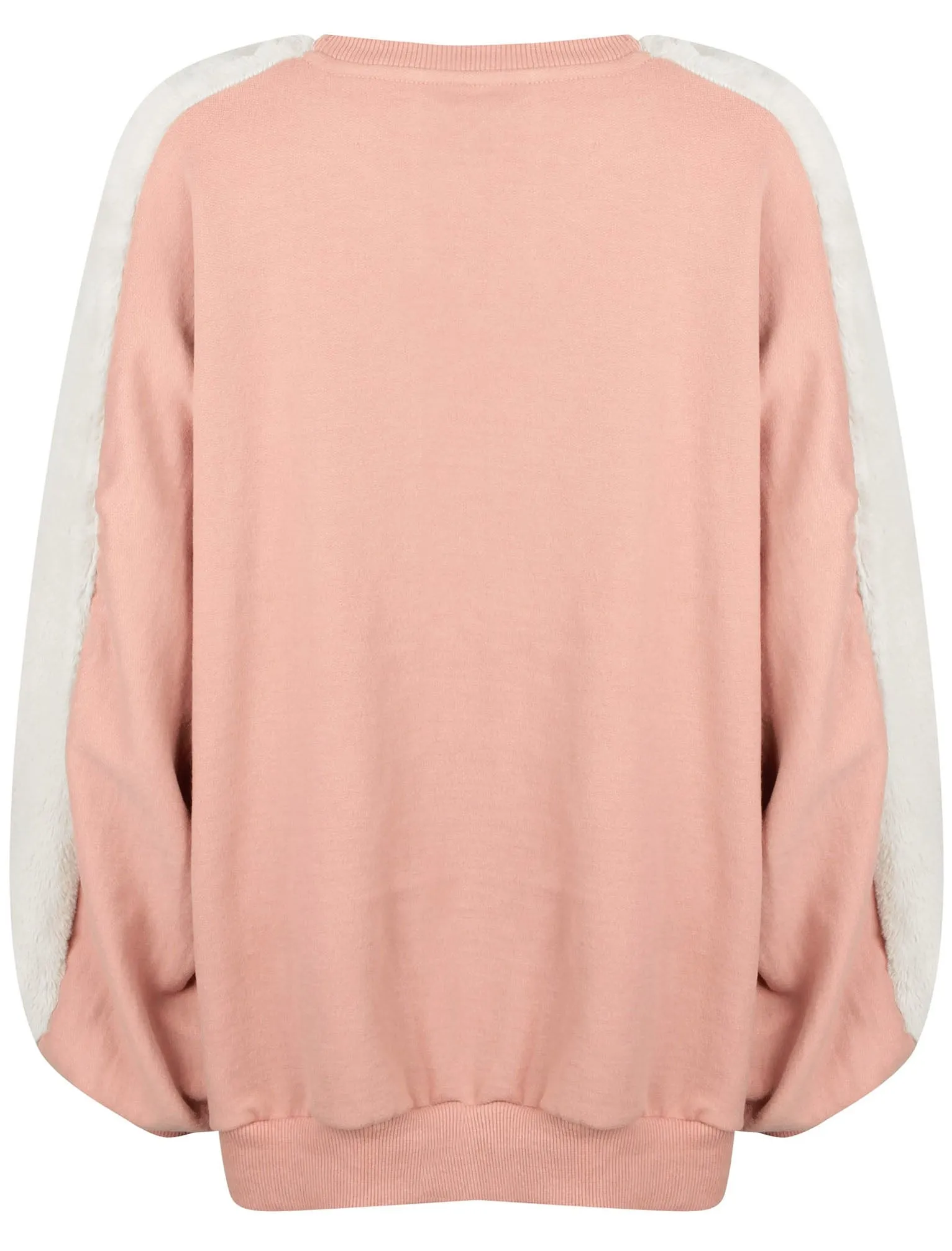 Belleflower Faux Fur Panel Sleeve Sweatshirt in Pale Mauve Marl  - Amara Reya