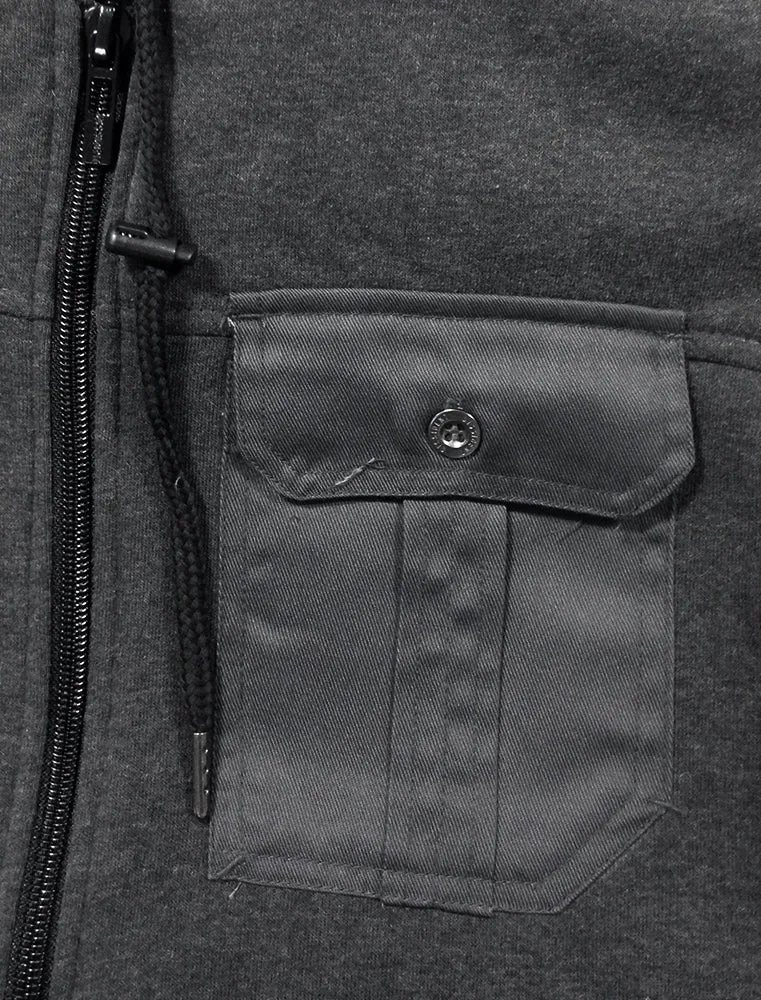 Bicker Utility Sherpa Lined Hoodie in Charcoal Marl - Dissident