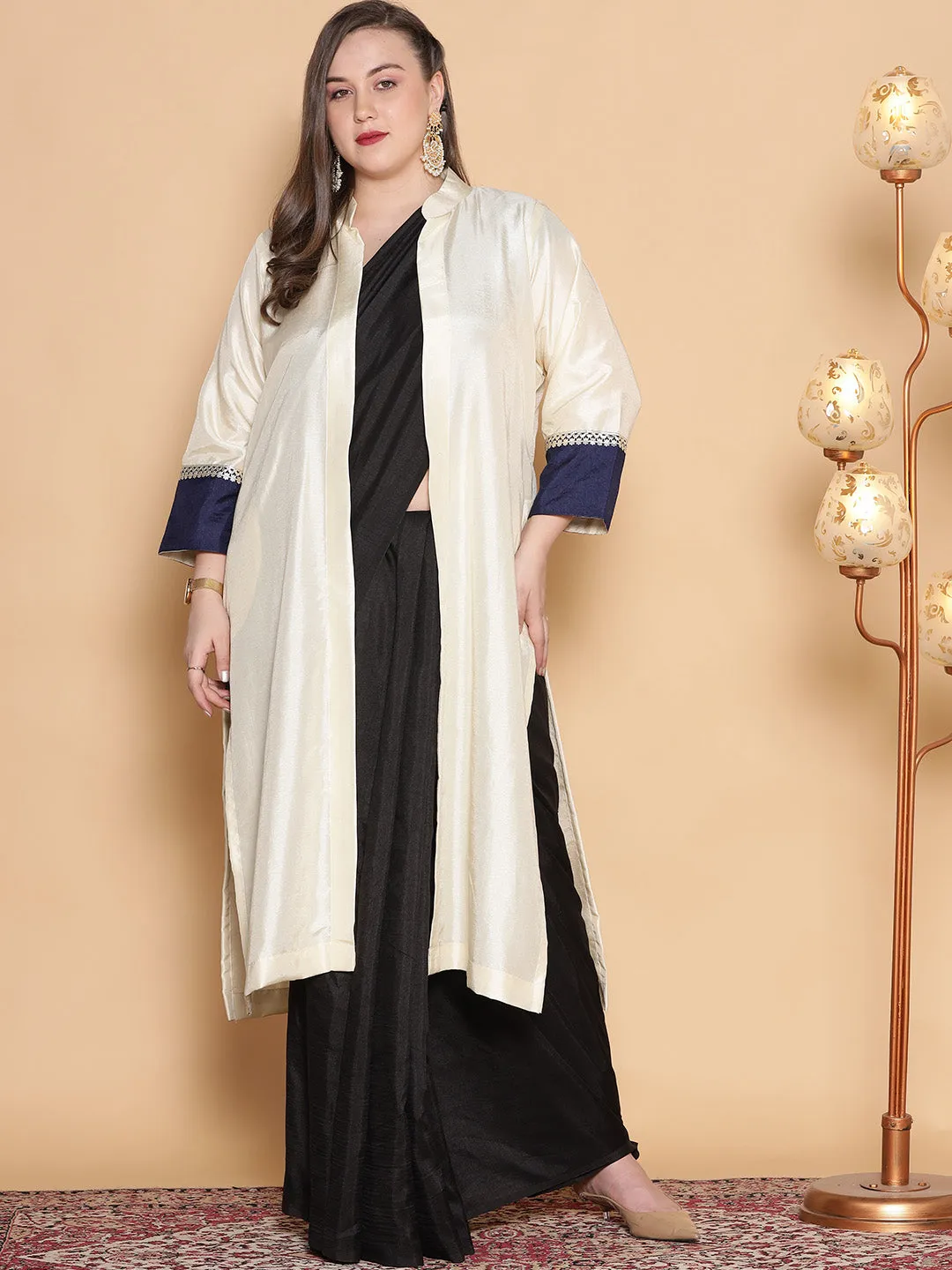 Cream Silk Ethnic Jacket