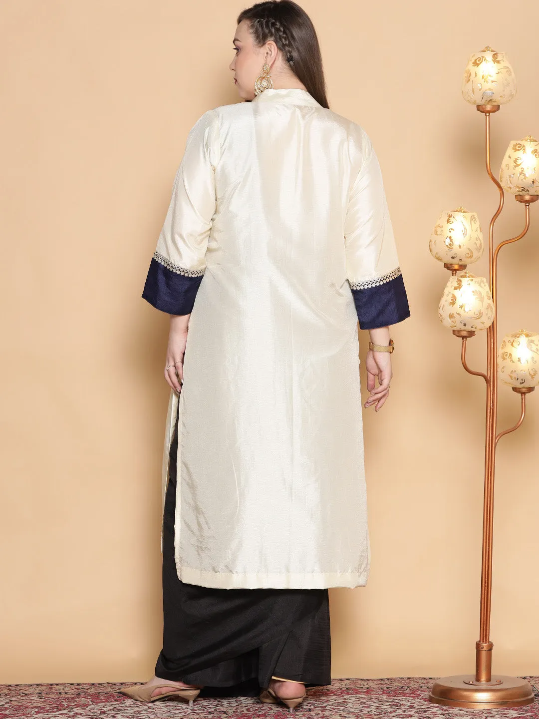 Cream Silk Ethnic Jacket