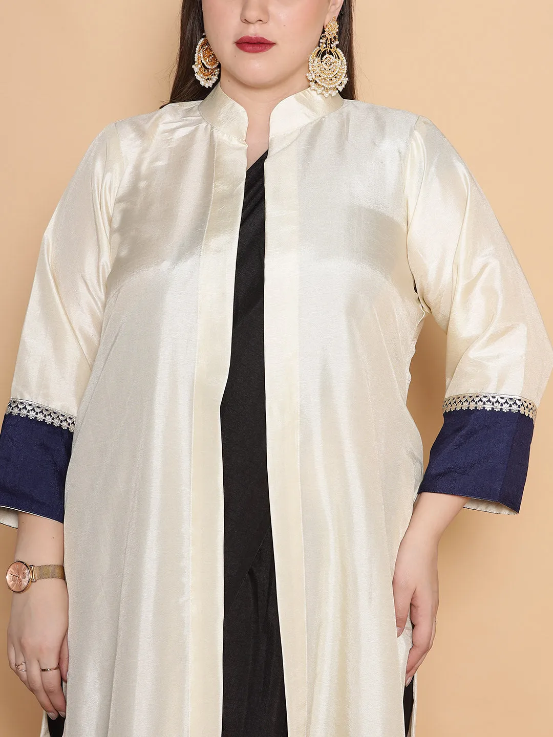 Cream Silk Ethnic Jacket