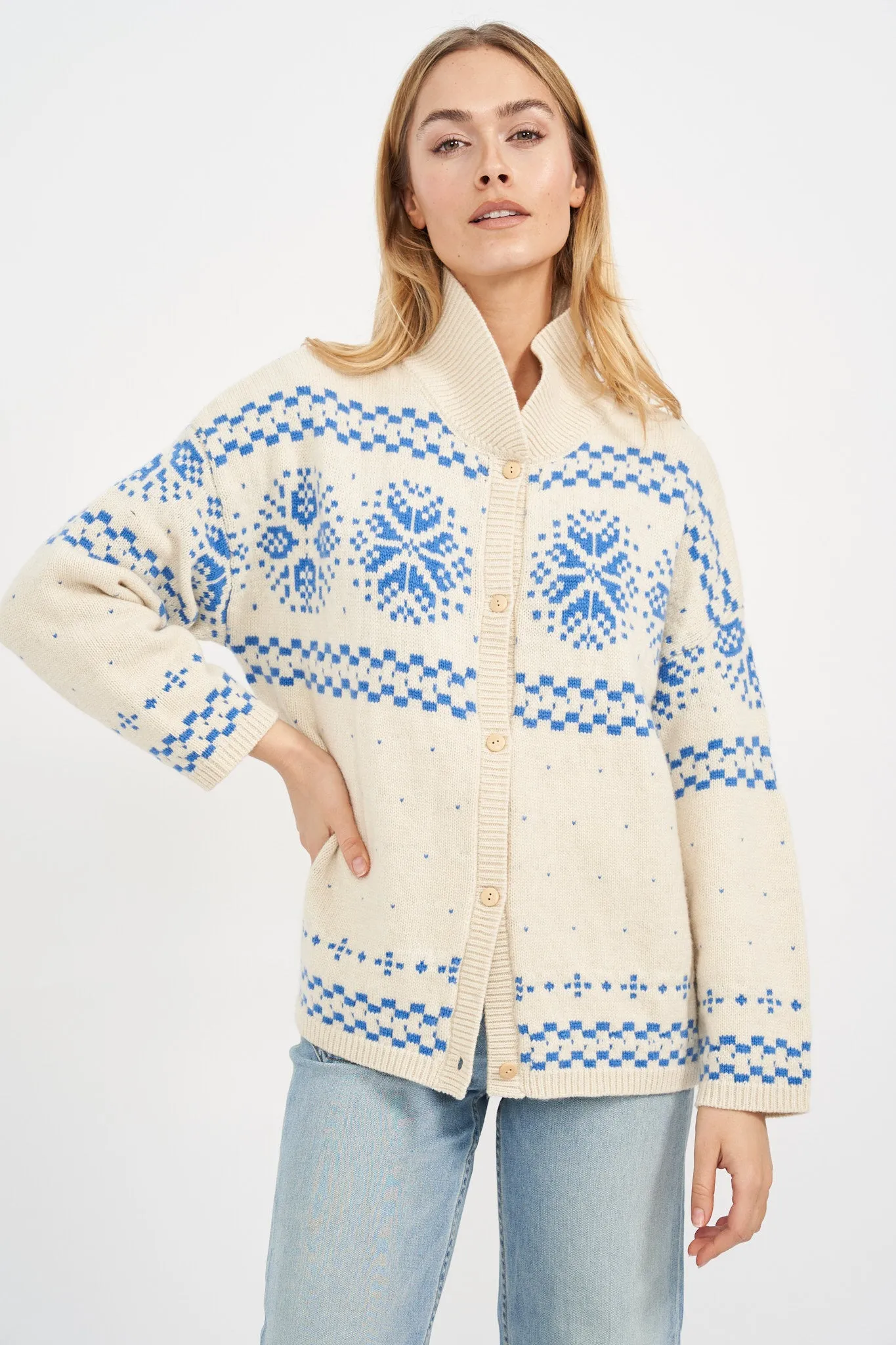 Elin Sweater - Blue/Ivory