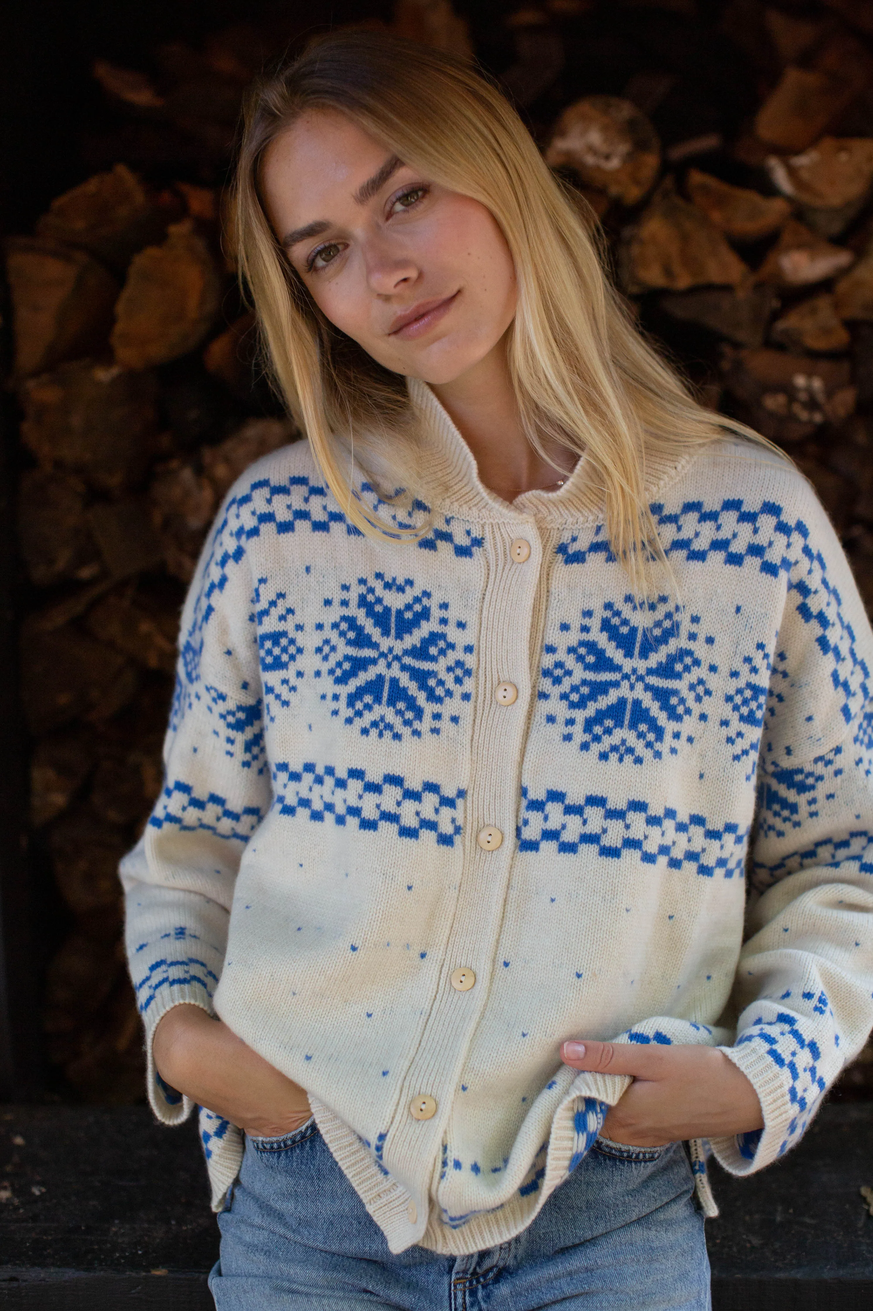 Elin Sweater - Blue/Ivory