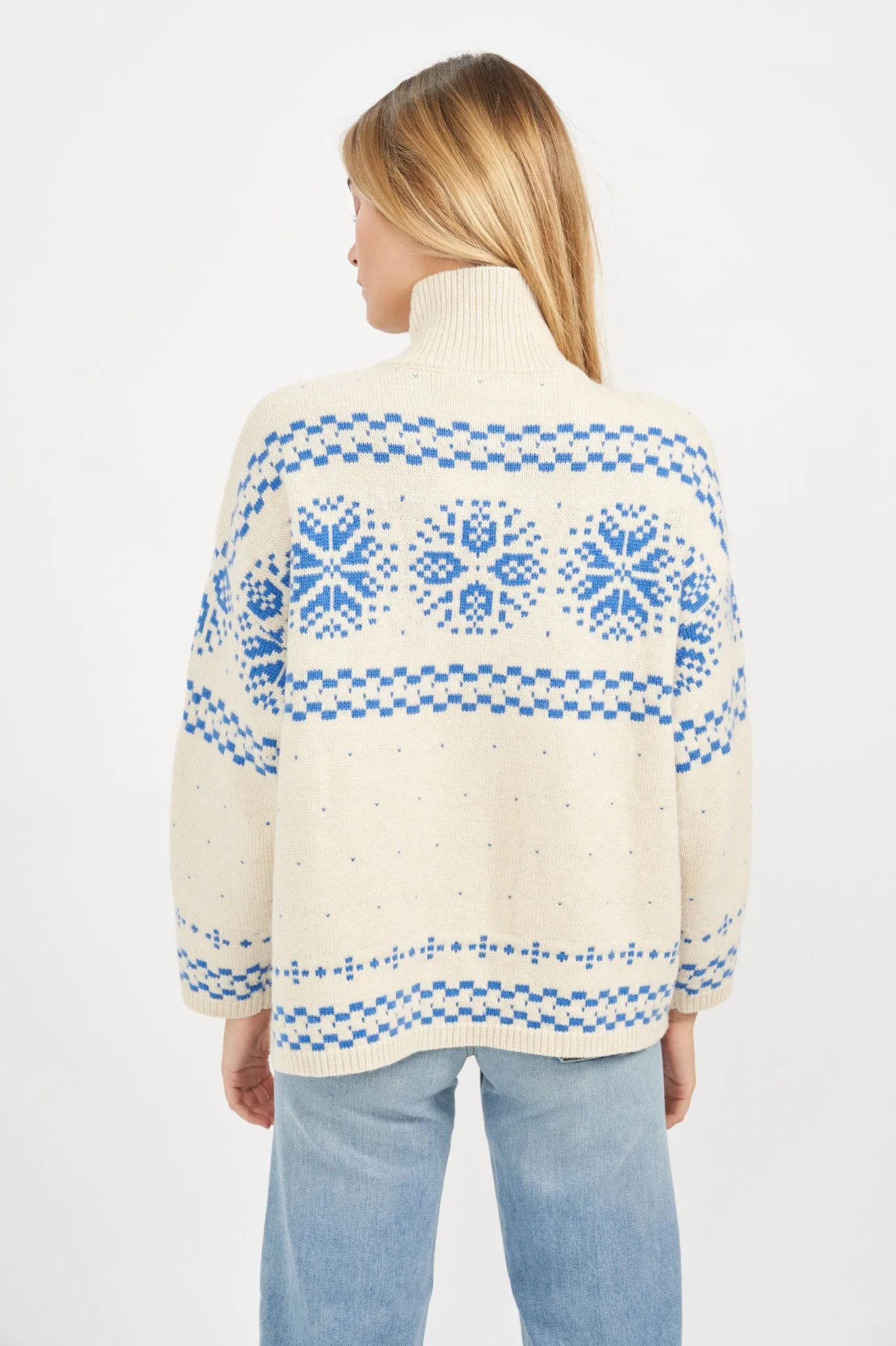 Elin Sweater - Blue/Ivory