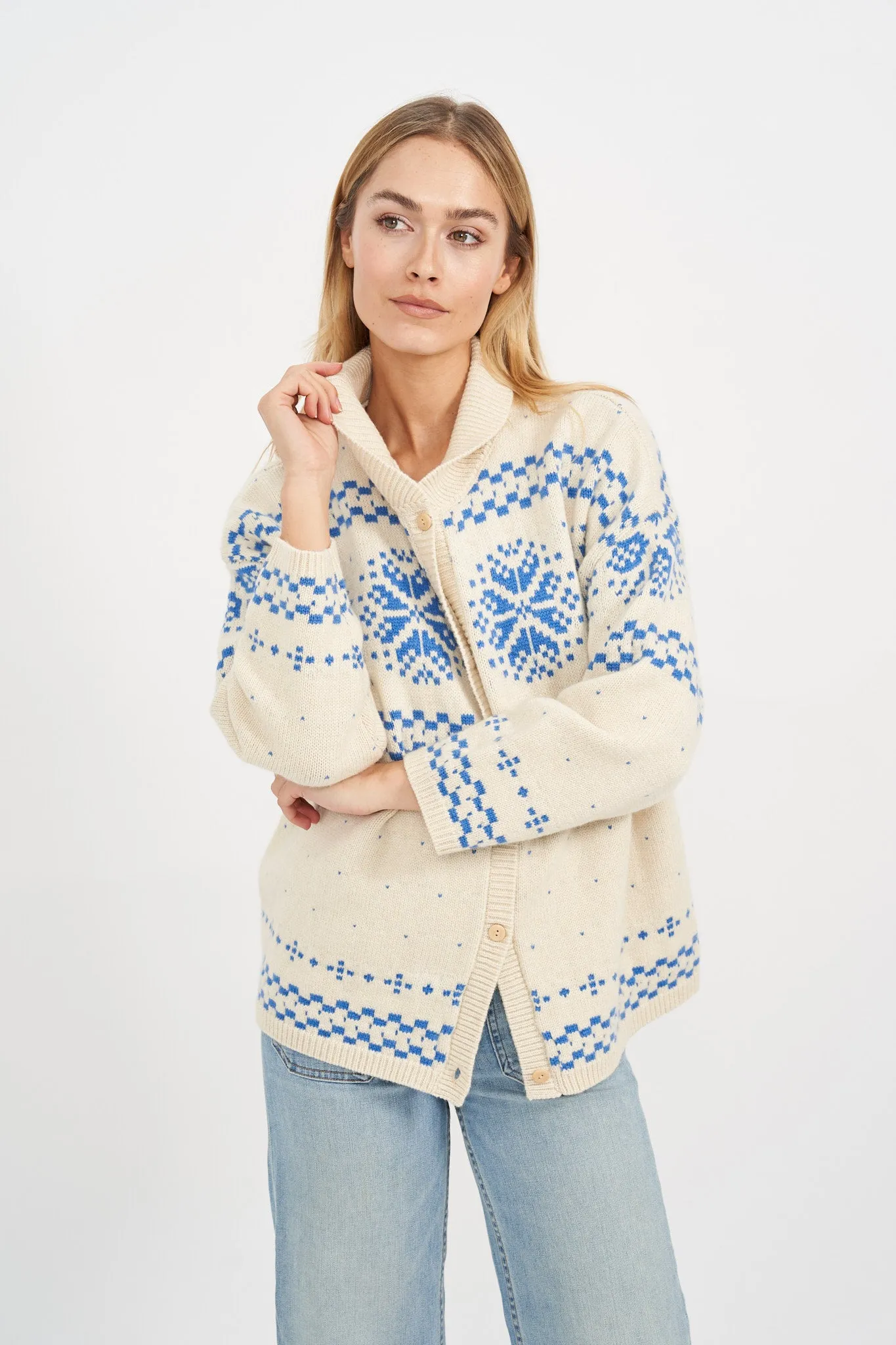 Elin Sweater - Blue/Ivory