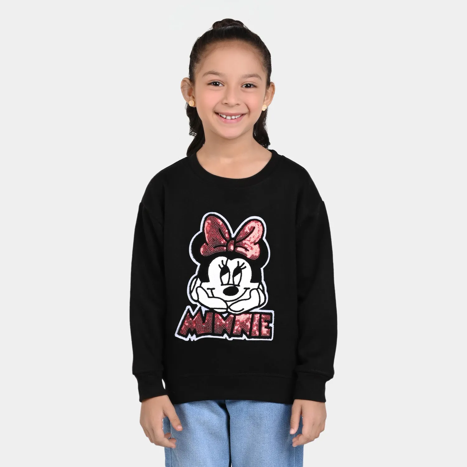 Girls Fleece Sweatshirt Character Shine - BLACK