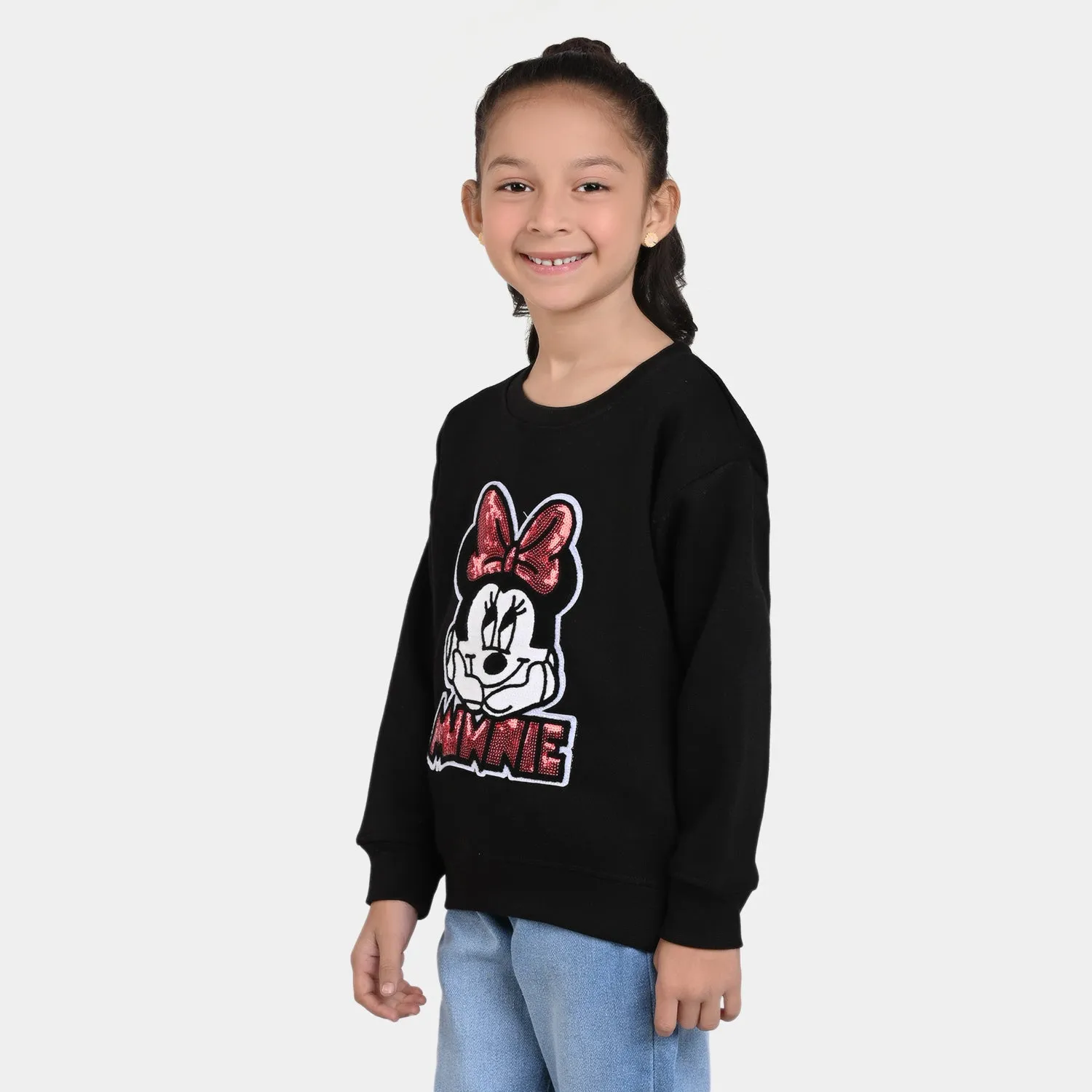 Girls Fleece Sweatshirt Character Shine - BLACK