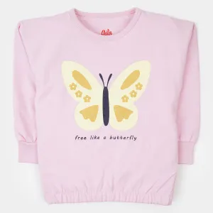 Girls Sweatshirt Butterfly - Pink