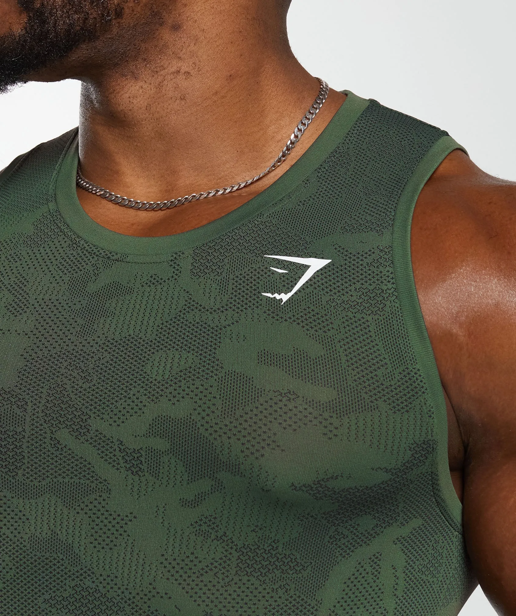 Gymshark Geo Seamless Tank - Core Olive/Black