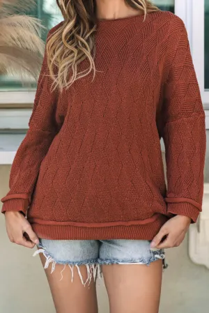 Hayden Textured Crew Neck Loose Sweater