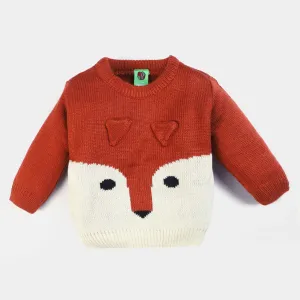 Infant Boys Acrylic Sweater Character - Maroon/White