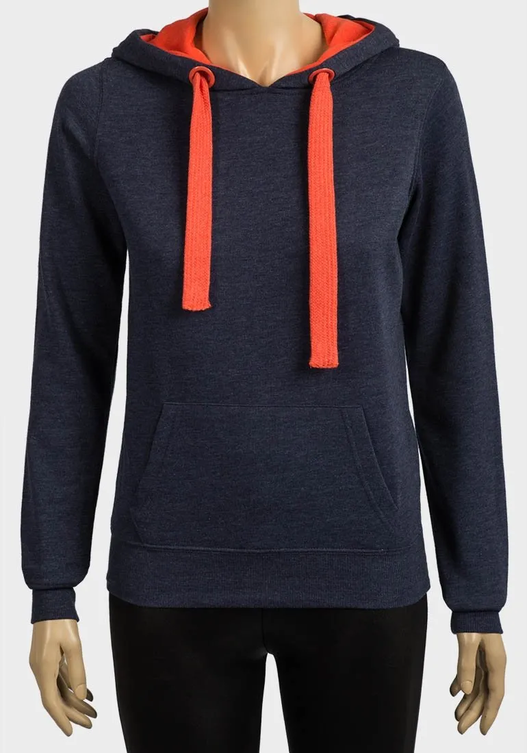 Kangaroo Pocket Contrast Hoodie - Blue/Orange