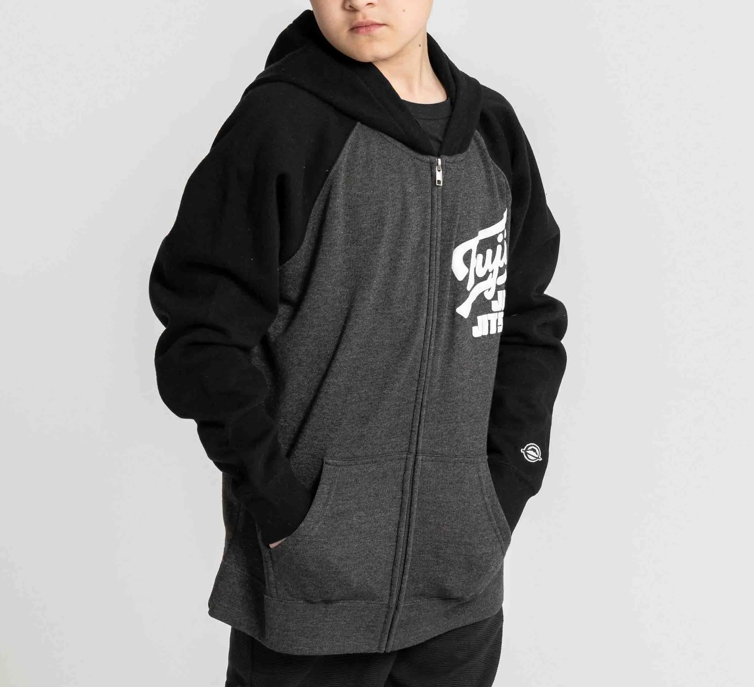 Kids Jiu Jitsu Varsity Zip Hoodie Charcoal