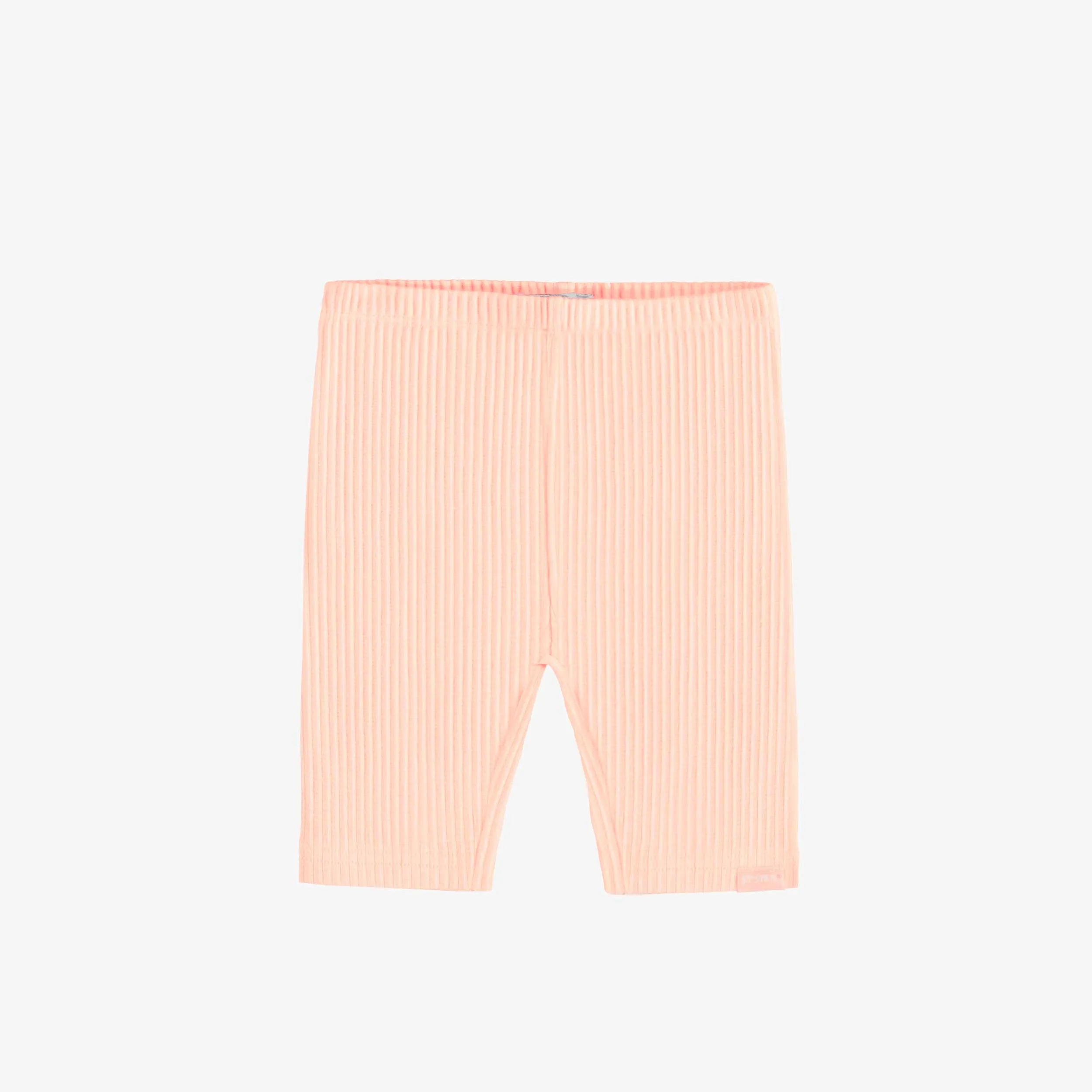 Legging court en tricot côtelé pêche, bébé || Peach ribbed knit short legging, baby