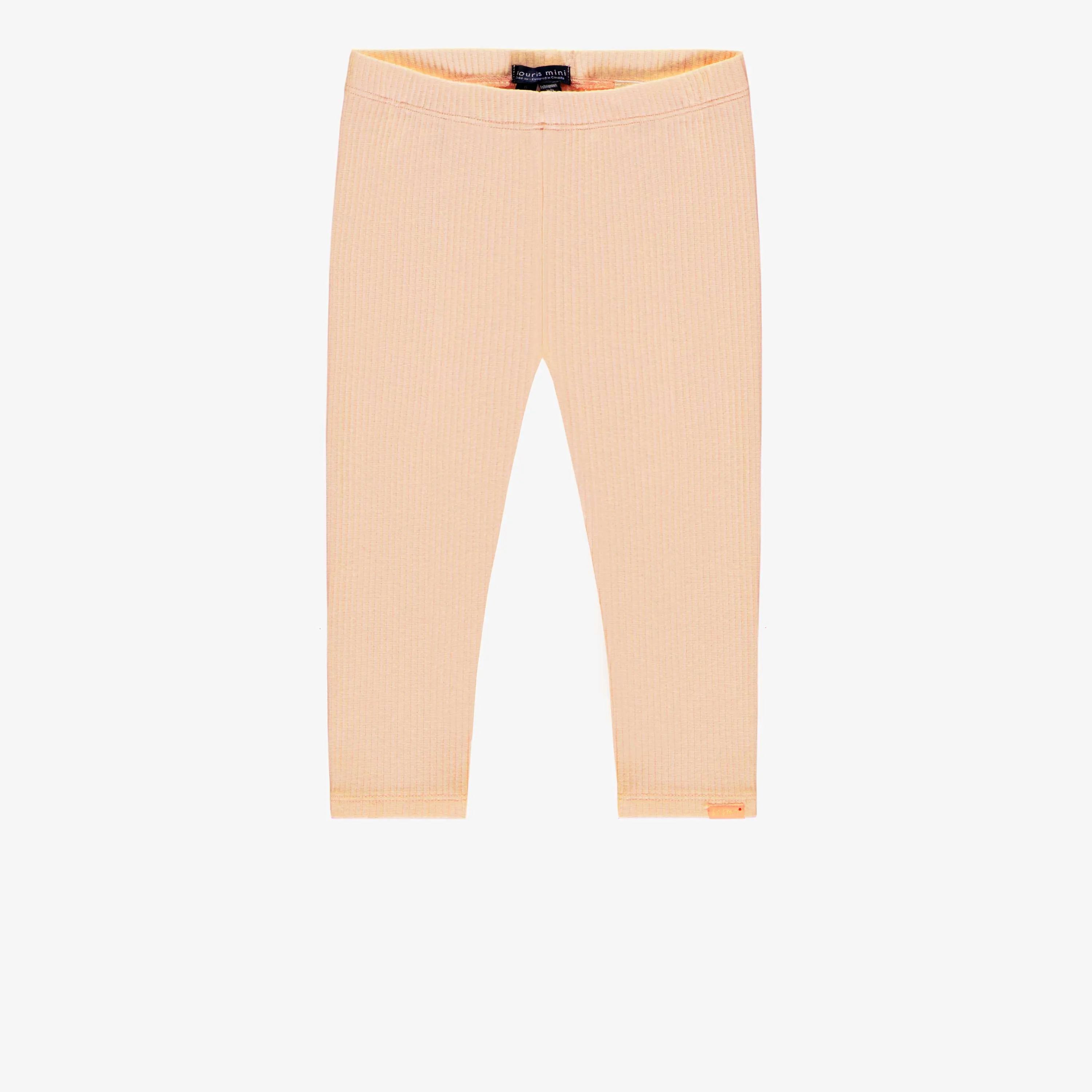 Legging longueur ¾ pêche en tricot côtelé, enfant || Peach ¾ length legging in ribbed knit, child