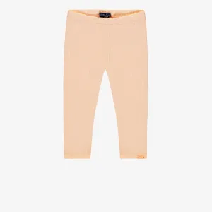 Legging longueur ¾ pêche en tricot côtelé, enfant || Peach ¾ length legging in ribbed knit, child