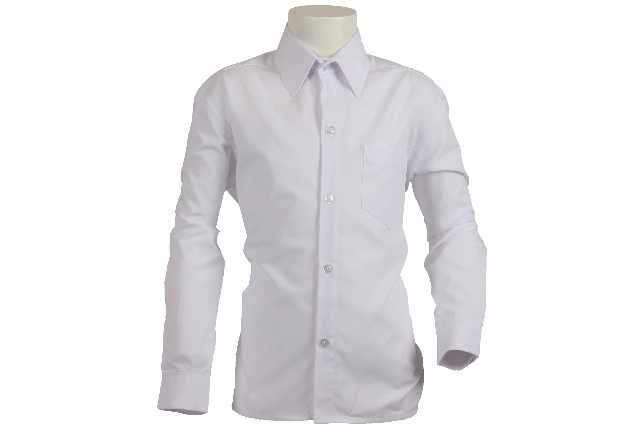 Longsleeve Raised Collar Shirt - White