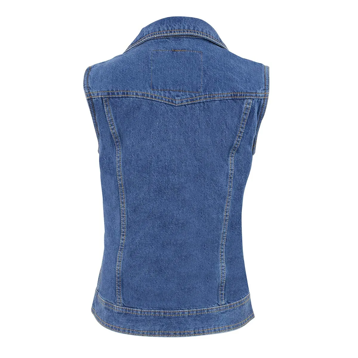 Milwaukee Leather MDL4030 Women's Blue Denim Zipper Front Motorcycle Vest with Studded Spikes