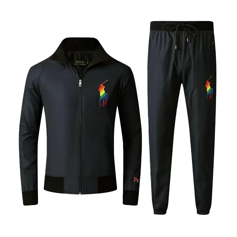 Prl Multicolor Big Pony Rugby Plain polythene Tracksuit - Black