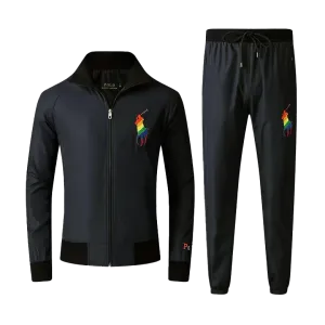 Prl Multicolor Big Pony Rugby Plain polythene Tracksuit - Black