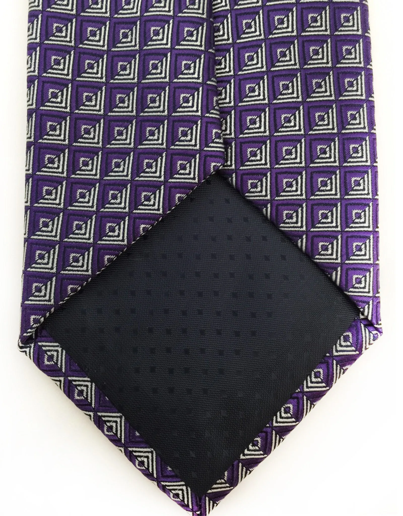 Purple Tie with Silver Squares