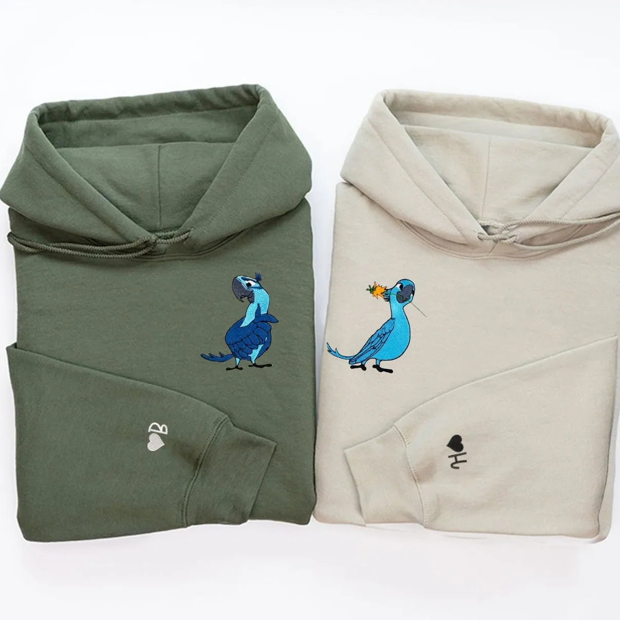 "Blue Parrot Couple" Matching Couple Hoodies - Personalized Matching Sweatshirts For Couples