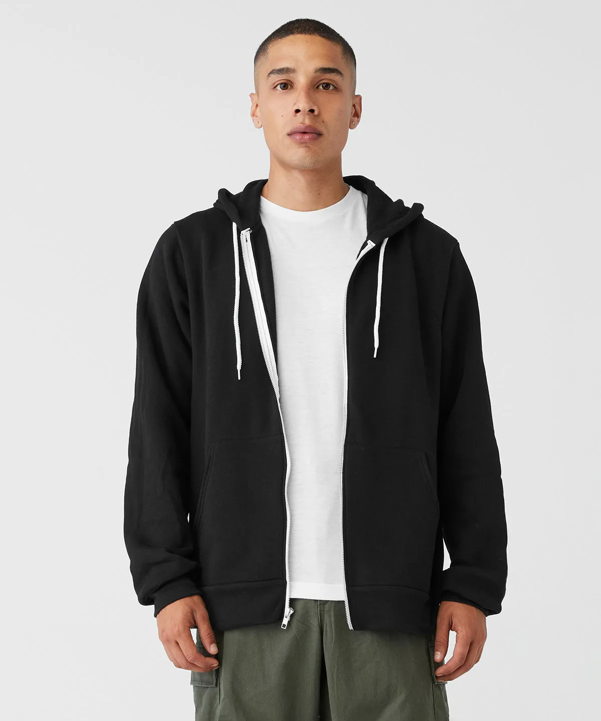 Unisex polycotton fleece full-zip hoodie | Forest