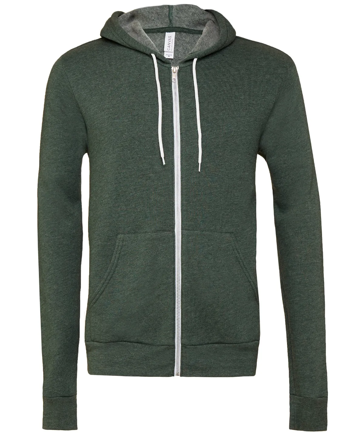 Unisex polycotton fleece full-zip hoodie | Heather Forest