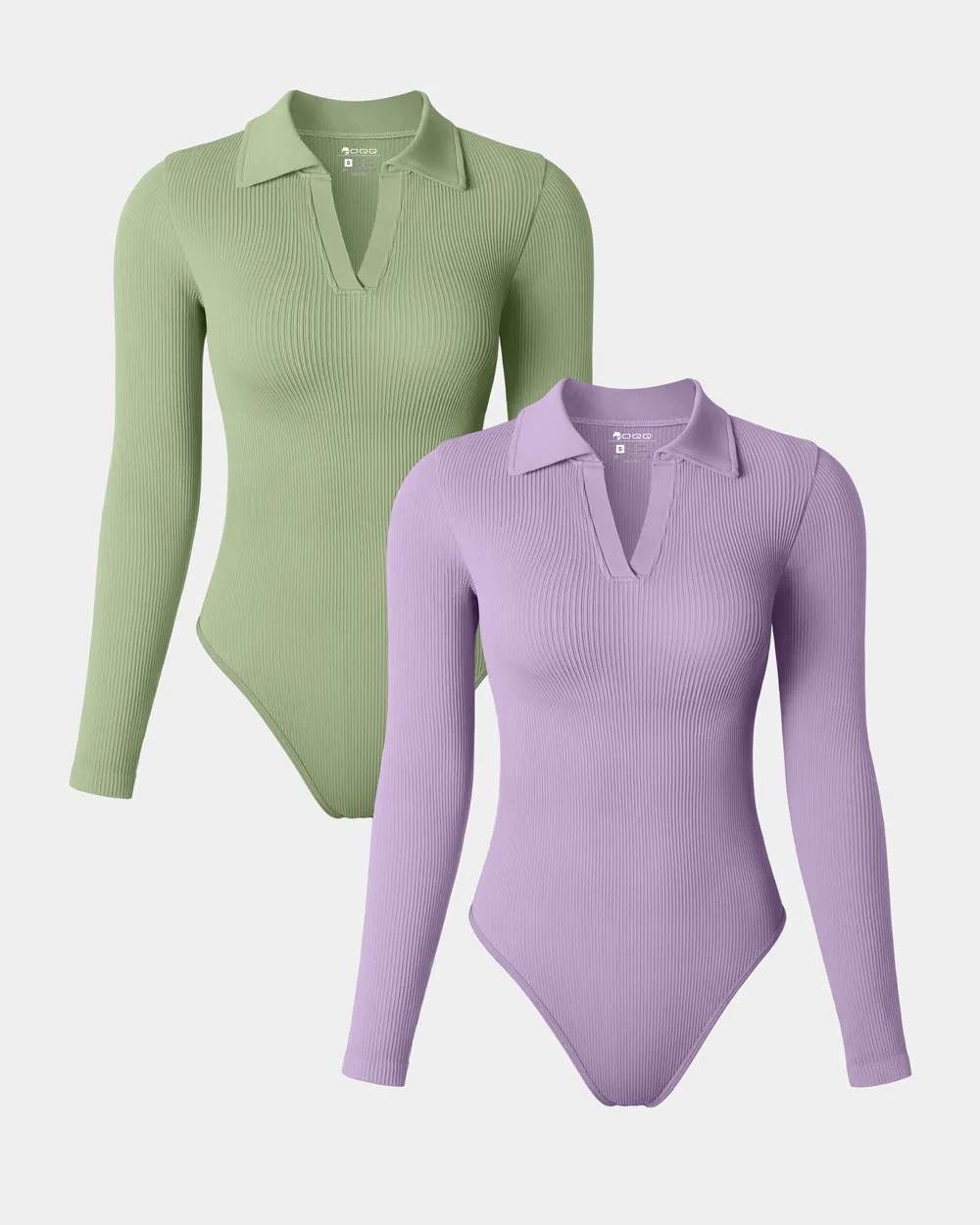 V Neck Polo Shirts Casual Stretch Fitted Bodysuits