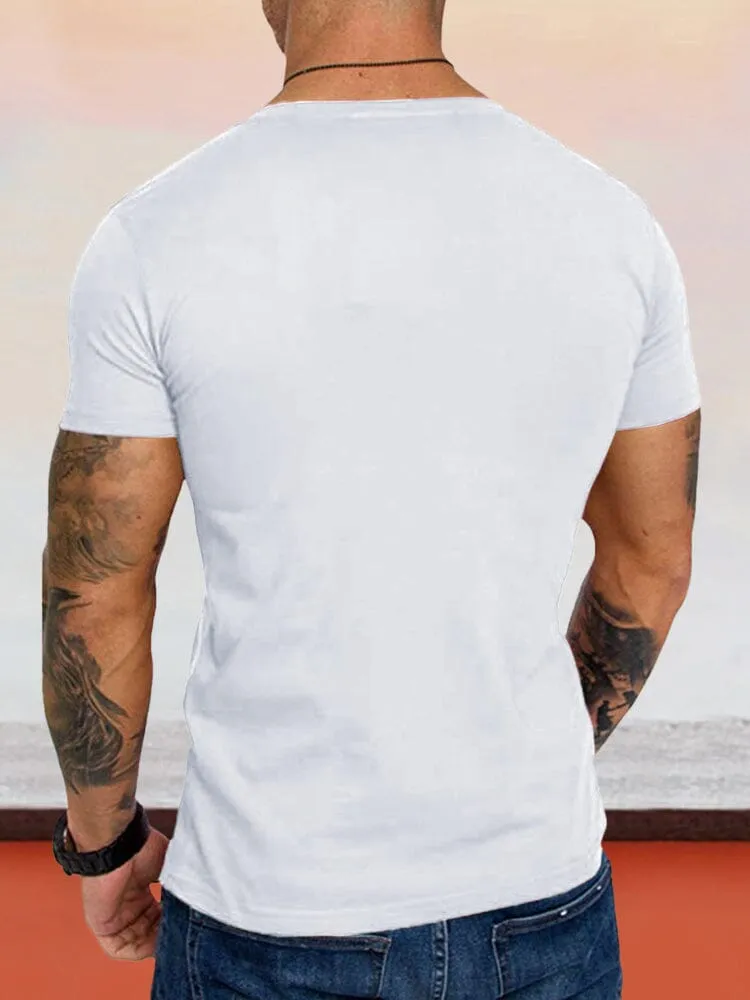 V-neck Solid Color Workout T-Shirts